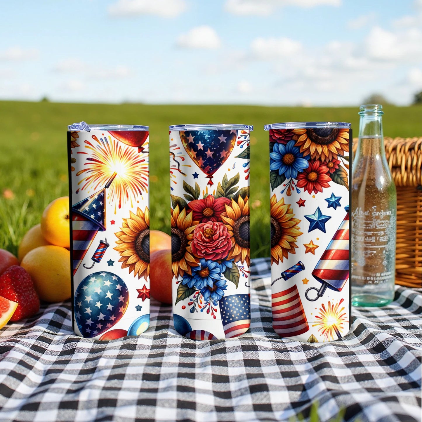 Colorful Fireworks and Sunflowers Tumbler product type