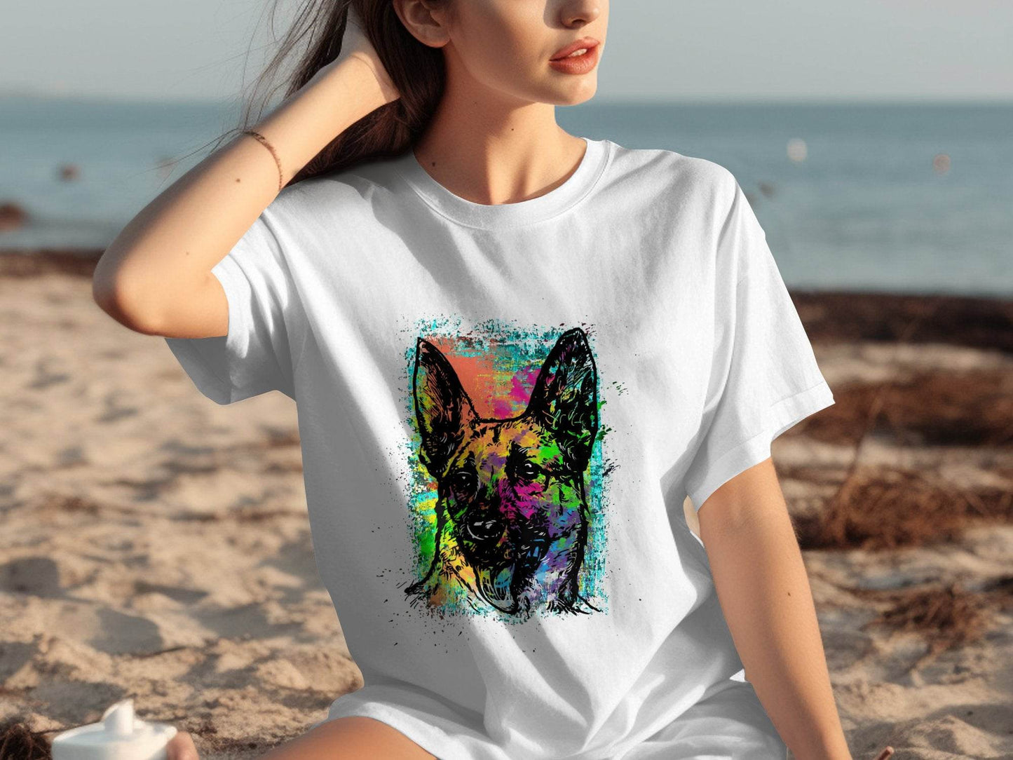 Vibrant German Shepherd Illustration Art T-Shirt - Design & Vybe