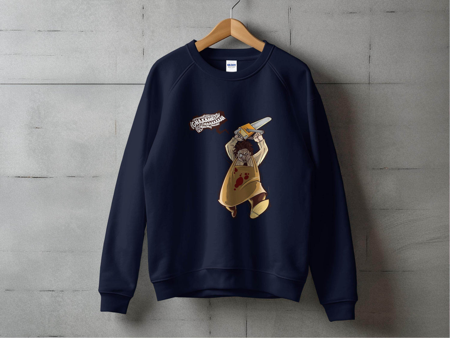 Horror Movie Villain with Chainsaw Illustration Sweater - Design & Vybe