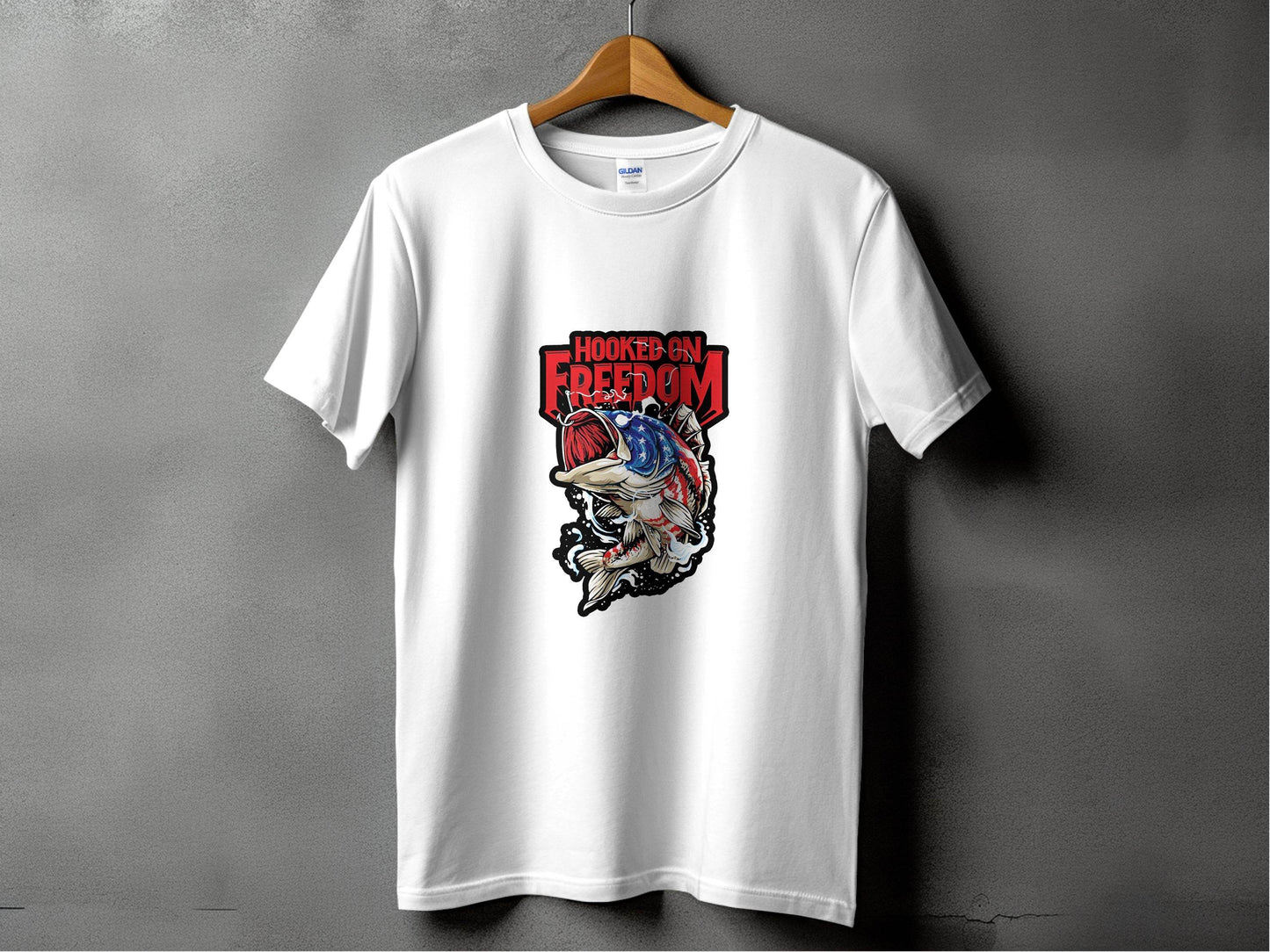 Hooked On Freedom Patriotic Fish Graphic T-Shirt - Design & Vybe