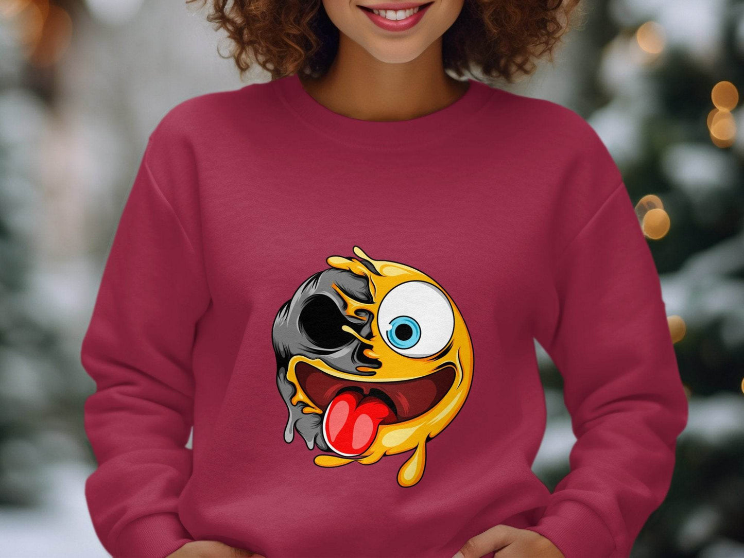 Skull And Emoji Face Combination Funky Design Sweater - Design & Vybe