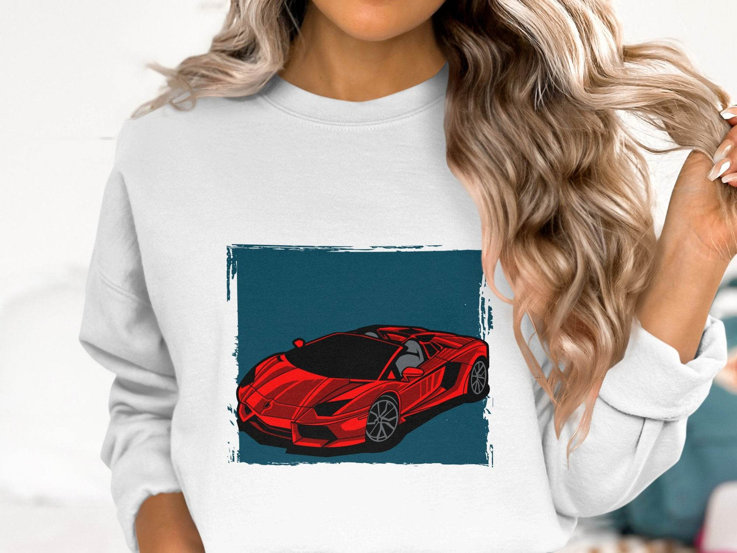 Bold Red Supercar Print Graphic Sweater - Design & Vybe