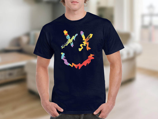 Unique Abstract Dead Smile Colorful Graphic Design Artwork T-shirt - Design & Vybe