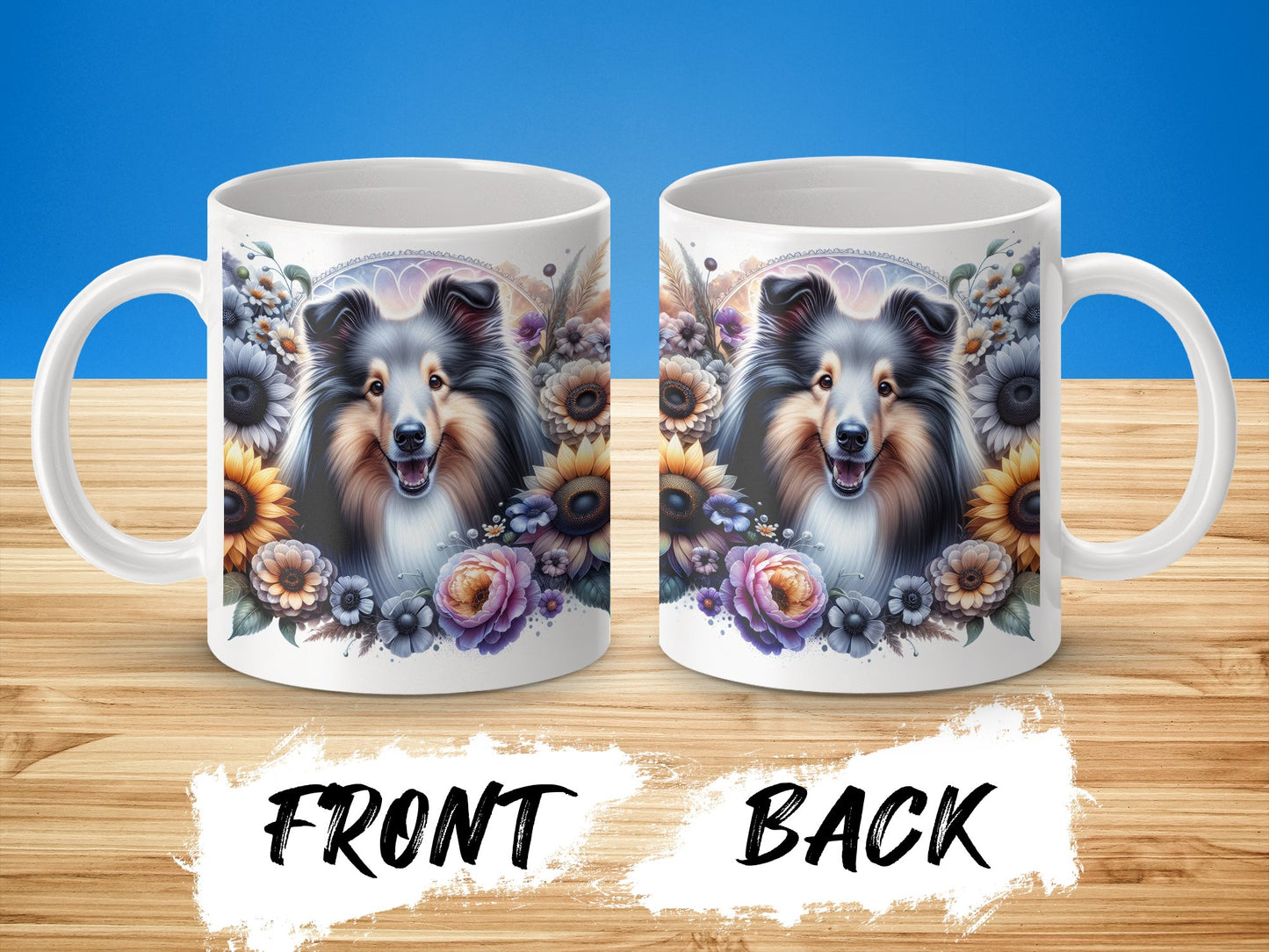 Sheltie Dog Floral Artwork Design Coffee Mug product type