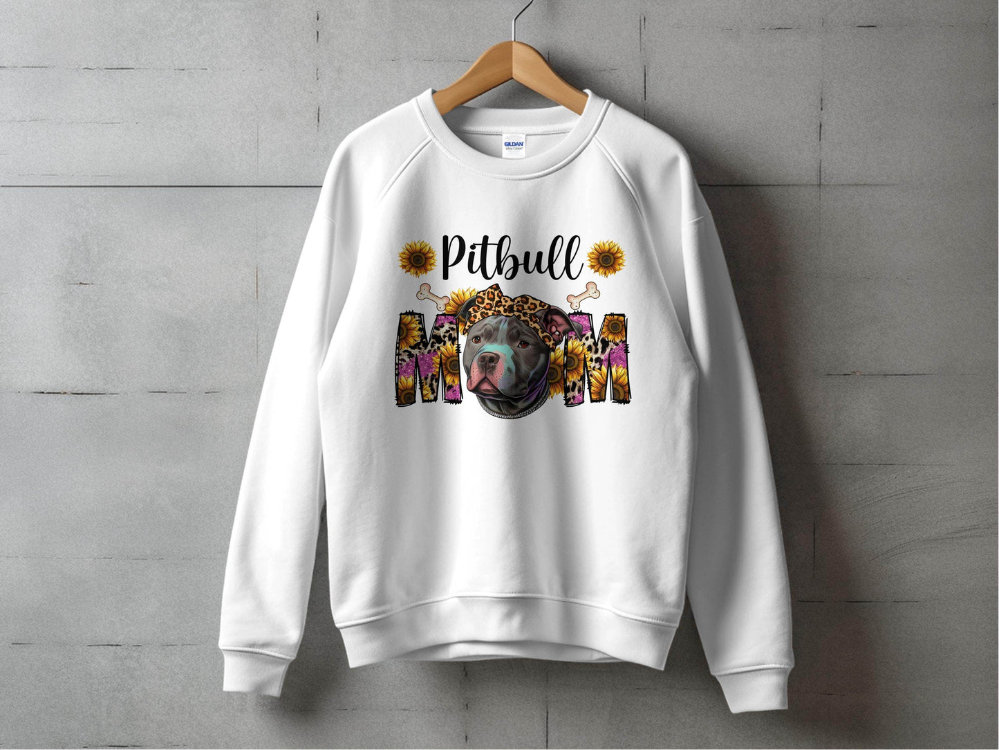 Pitbull Mom With Sunflowers And Bandana Mothers Day Sweater - Design & Vybe