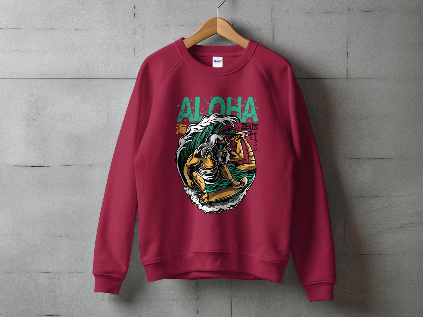 Aloha Zeus God Surf Design Graphic Artistic Sweater - Design & Vybe