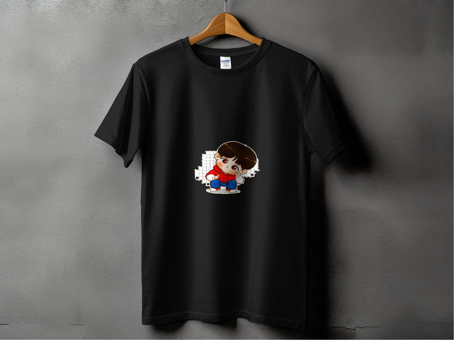 Cute Cartoon Boy In Red Hoodie Carrot in Hand T-Shirt - Design & Vybe