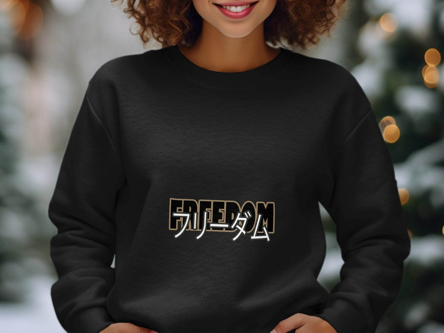 Black Gold Freedom Japanese Text Design Hoodie - Design & Vybe
