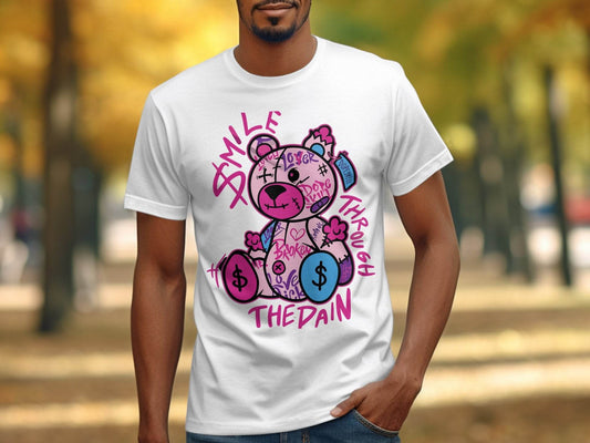 Smile Through The Pain Bear Bold Graphic T-Shirt - Design & Vybe