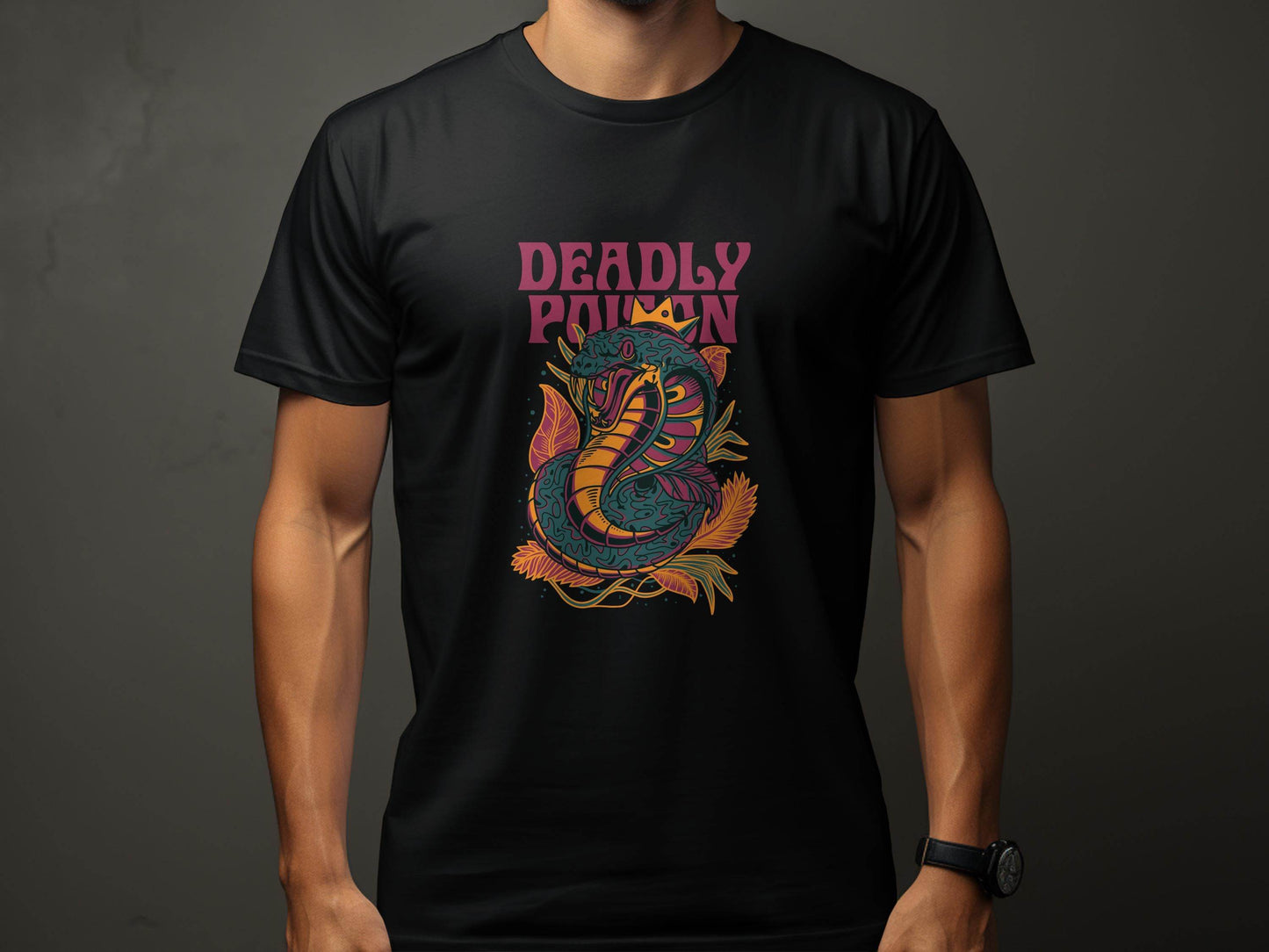 Deadly Poison Snake Art Graphic Novelty Design T-Shirt - Design & Vybe