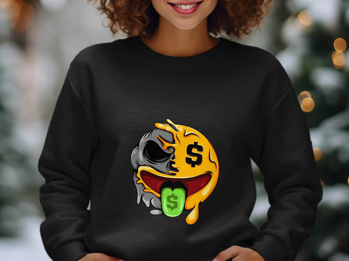 Melting Money Emoji Graphic Image For Mens Womens Sweater - Design & Vybe