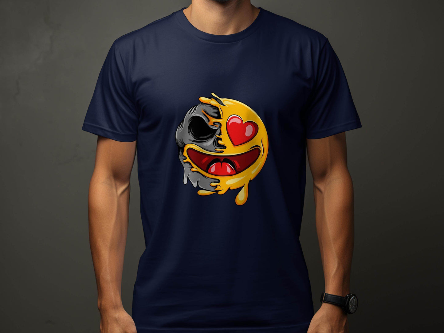 Skull Emoji with Heart Eyes Novelty Graphic T-Shirt - Design & Vybe