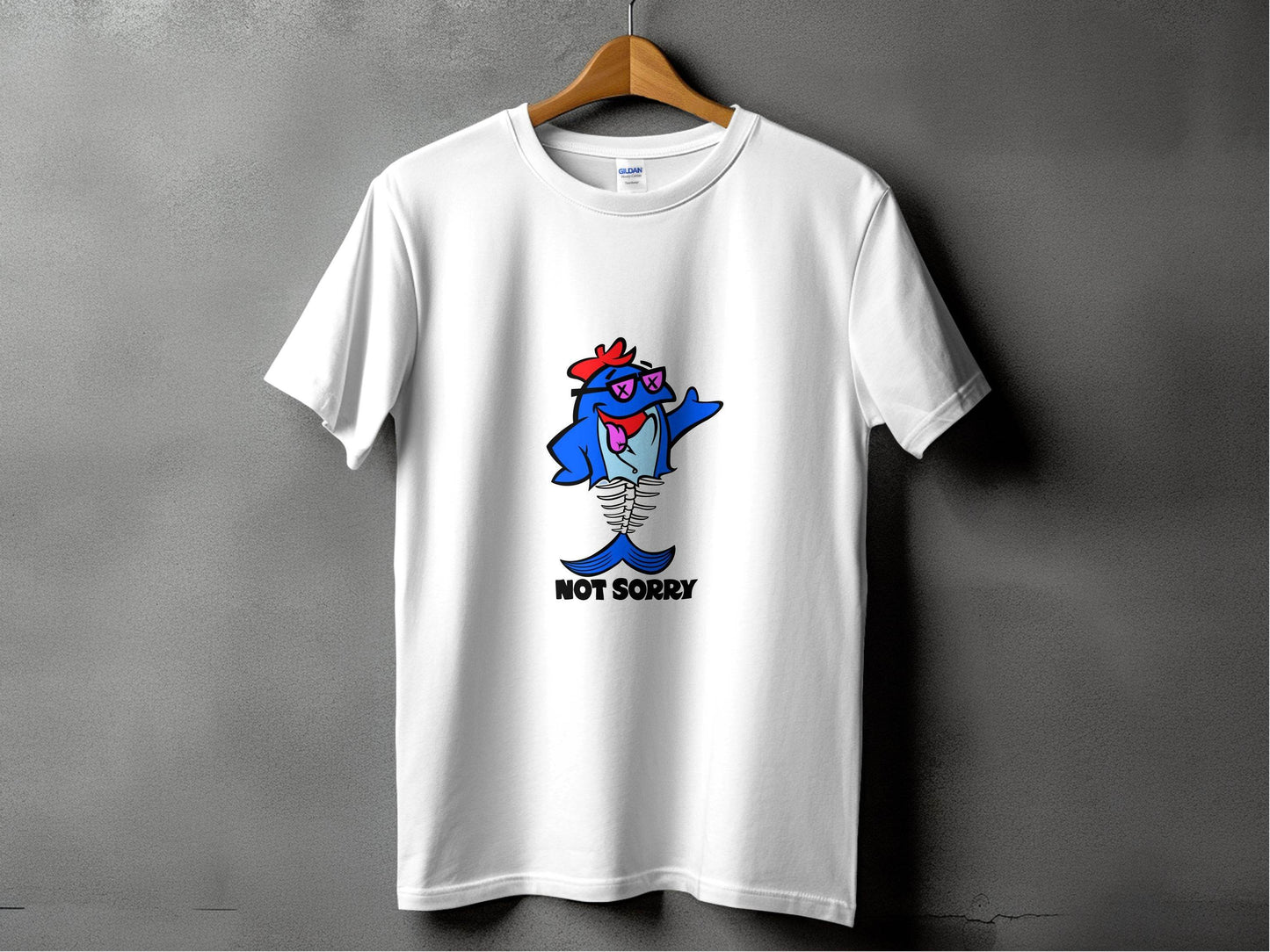 Funny Not Sorry Fish Style Skeleton With Sunglasses T-Shirt - Design & Vybe
