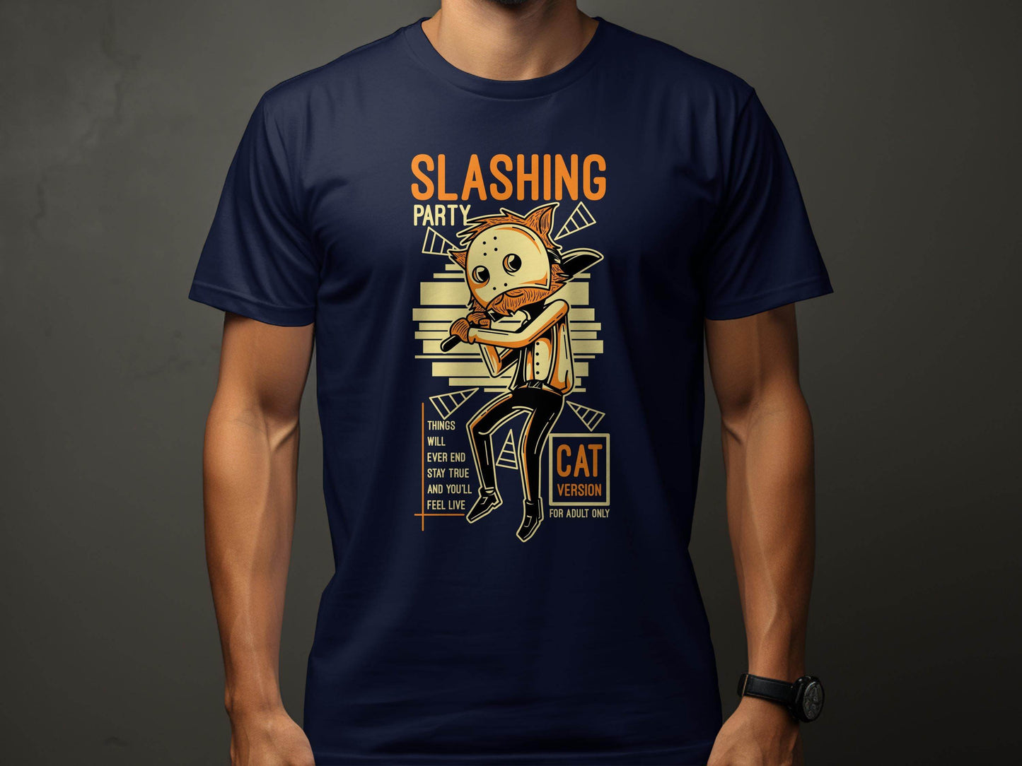 Slashing Party Cat Version for Adult Only Graphic T-Shirt - Design & Vybe