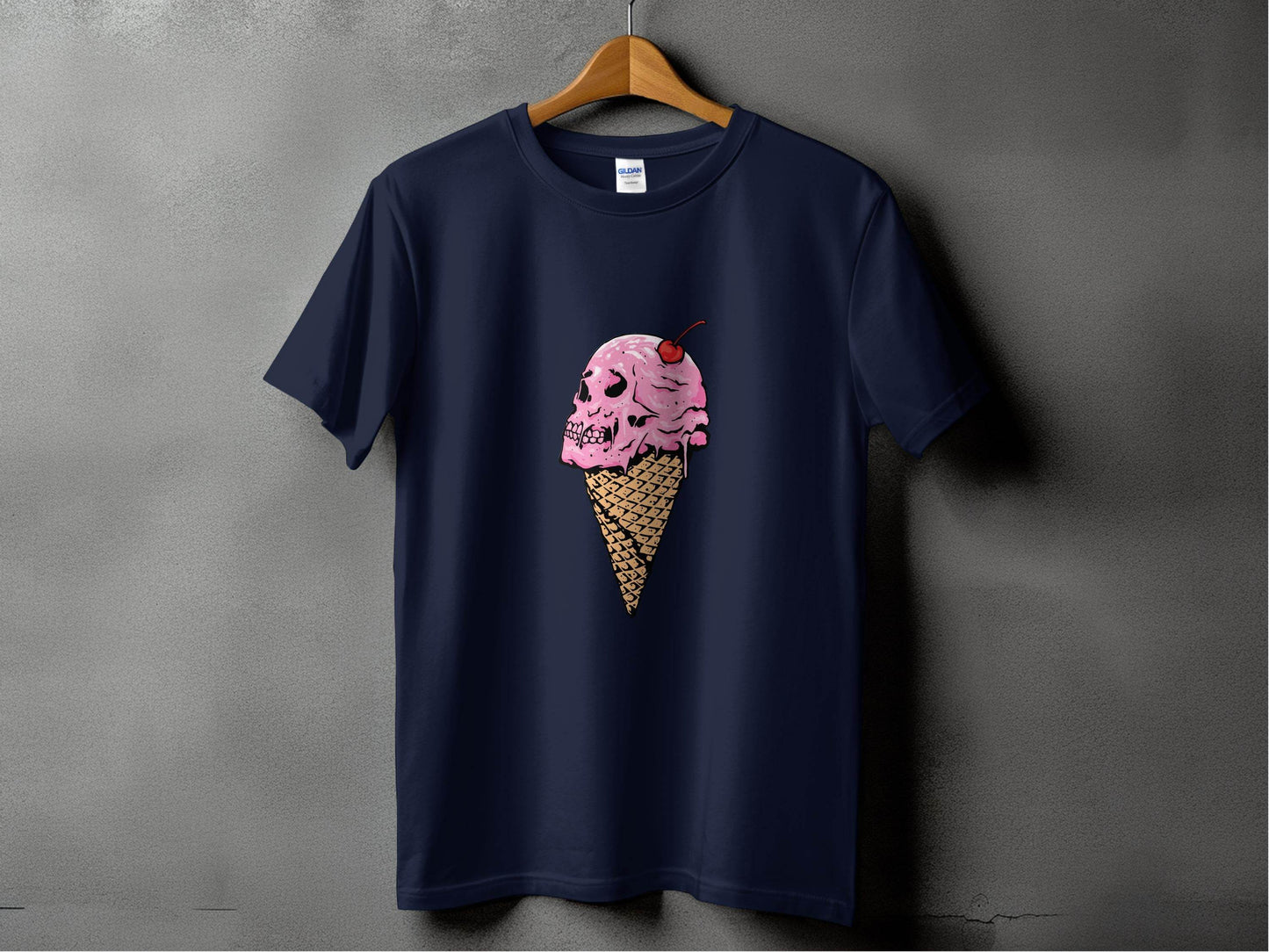Ice Cream Skull Cone Graphic Illustration for T-Shirt - Design & Vybe