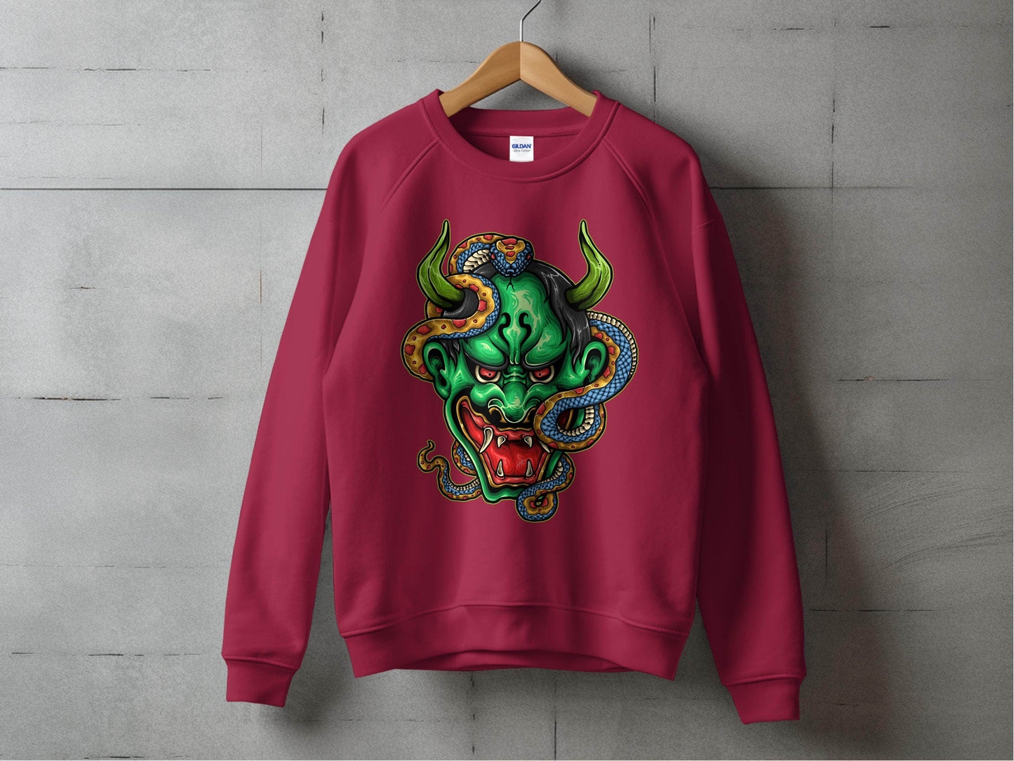 Bizarre Demon Face with Snake Design Horror Sweater - Design & Vybe