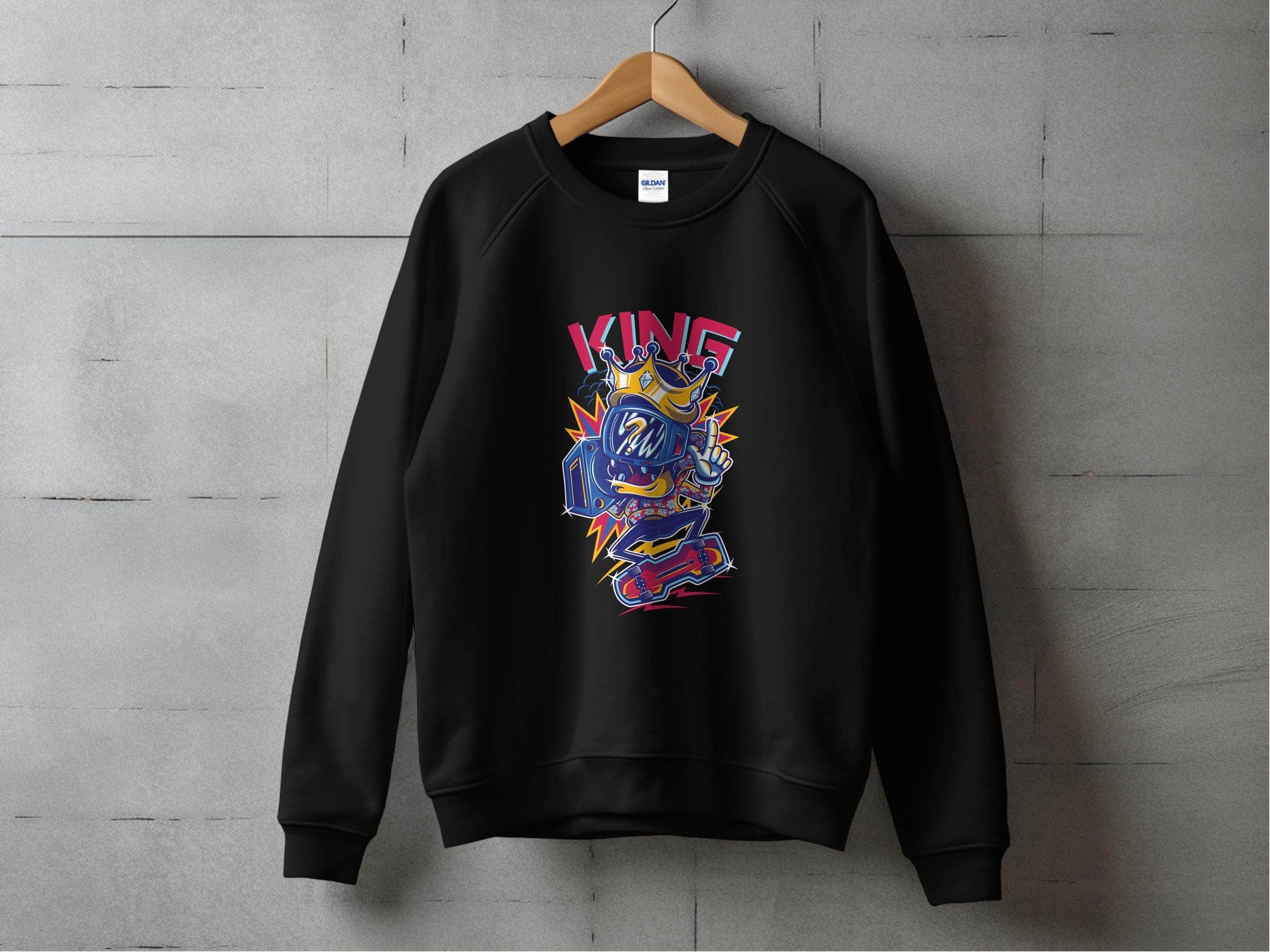 King Skater With Question Mark Head Retro Design Hoodie - Design & Vybe
