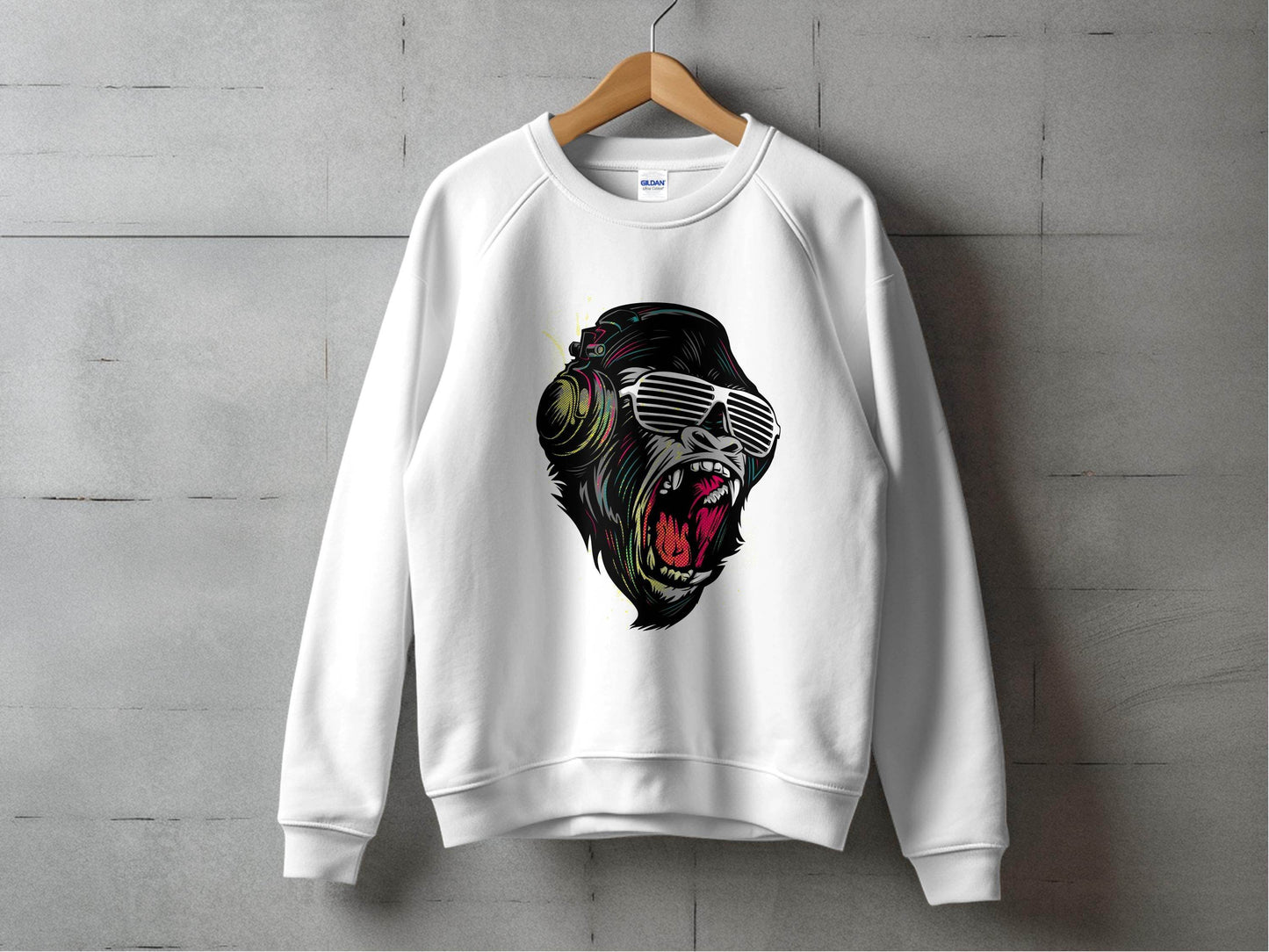 Funky Gorilla with Shades and Headphones Sweater - Design & Vybe