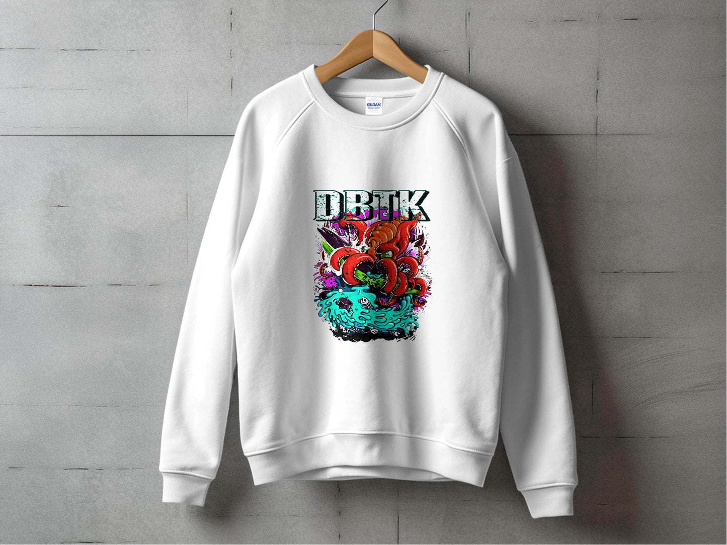 DBTK Octopus Rising with Splashes Graphic Print Sweater - Design & Vybe