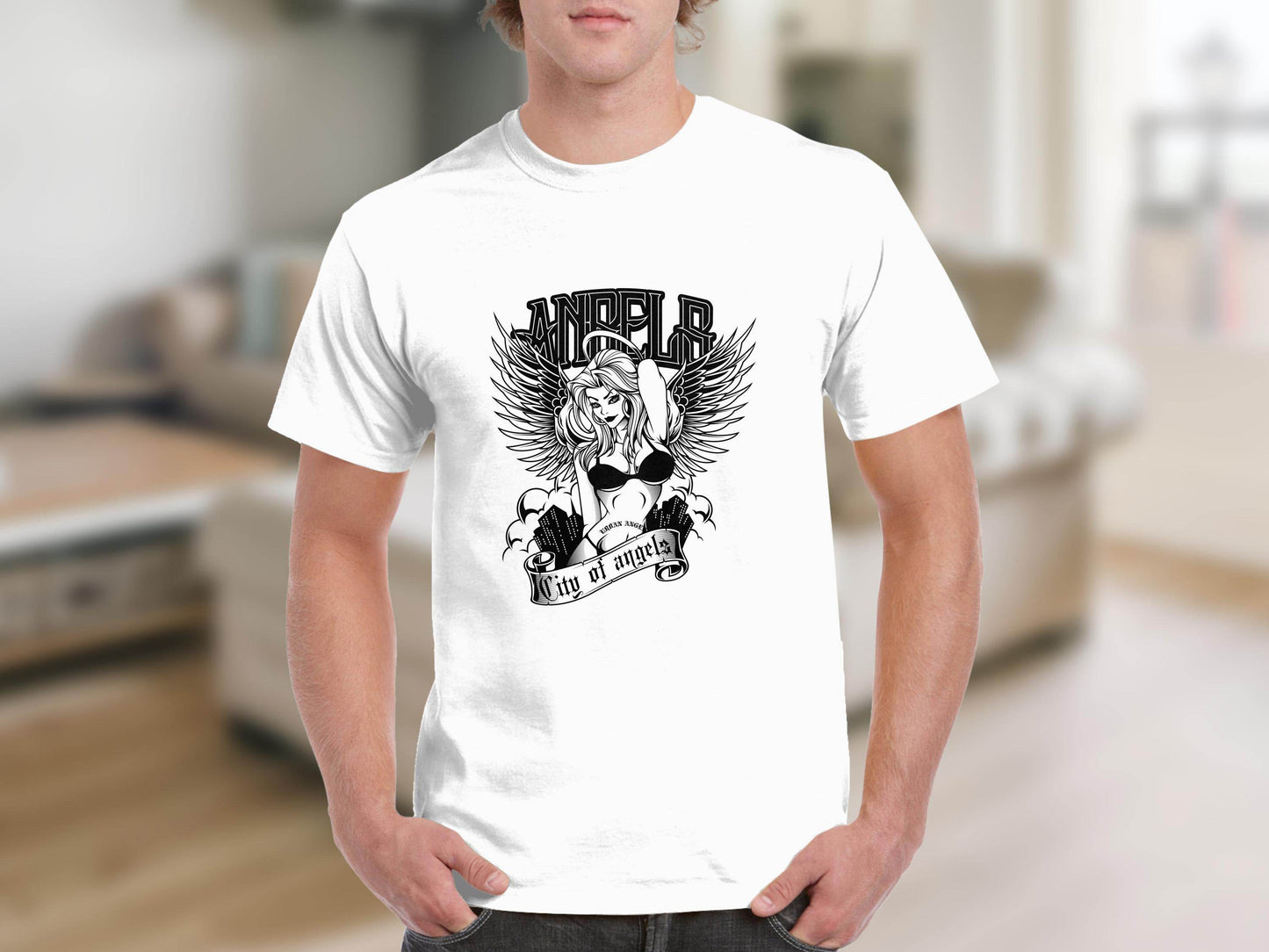 Angel in Urban City Design Printed Graphic T-Shirt - Design & Vybe