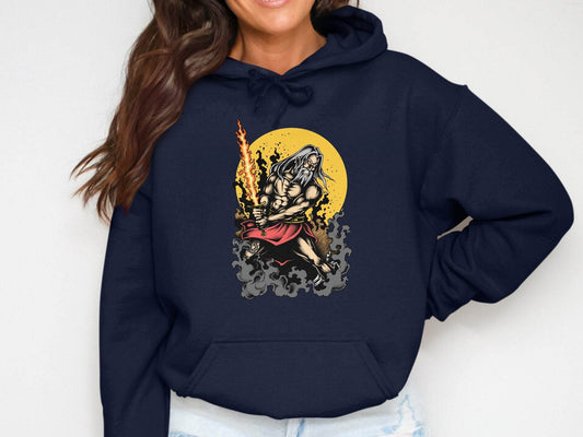 Epic Warrior Mythology God Zeus Graphic Unique Artistic Hoodie - Design & Vybe