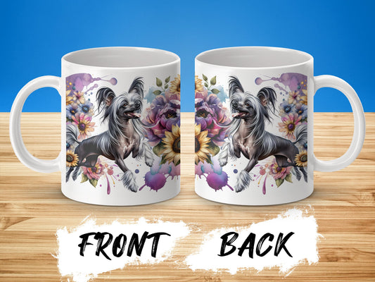 Colorful Dog and Flowers Artistic Mug product