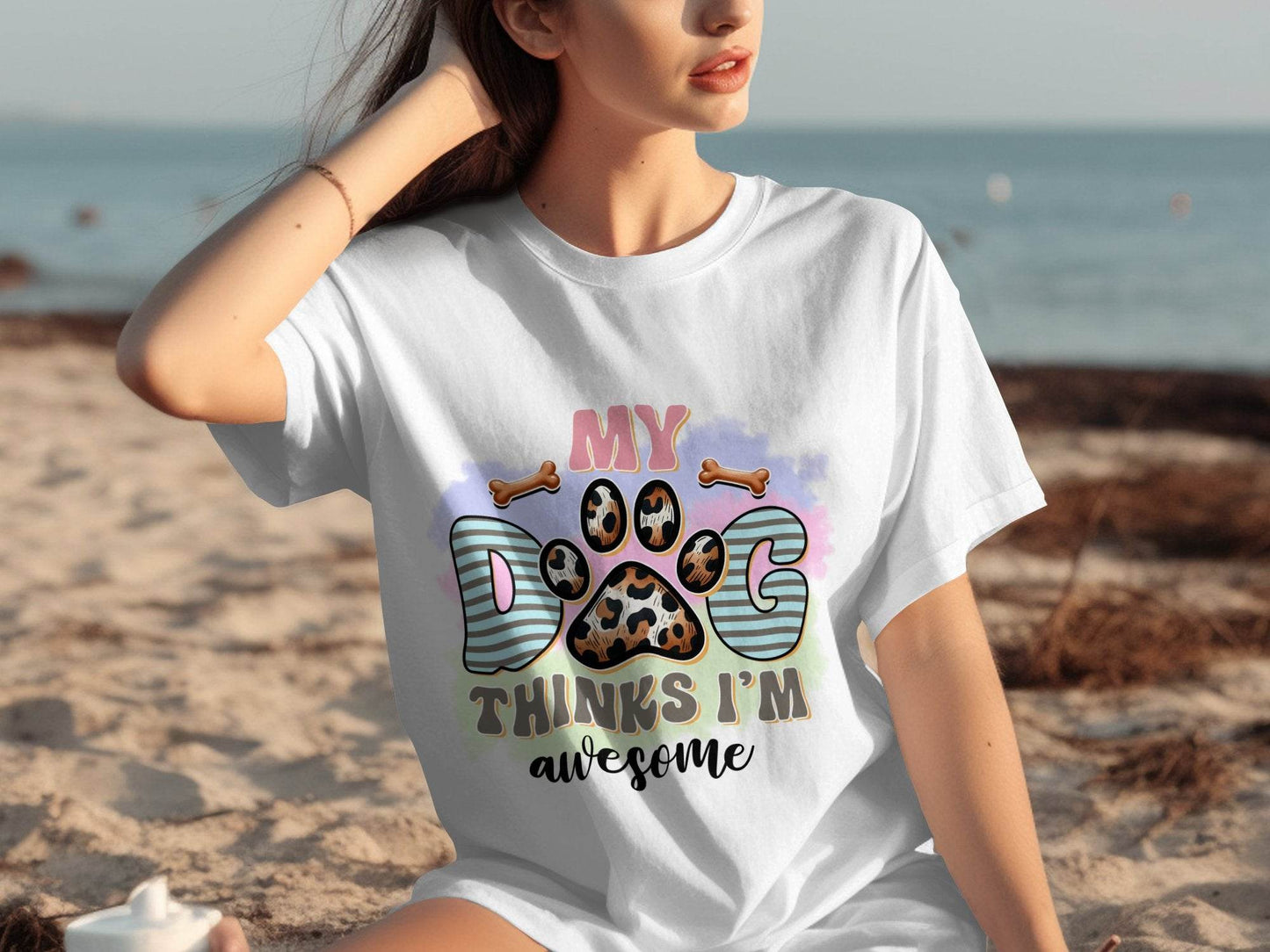 My Dog Thinks I am Awesome Graphic Print Design T-Shirt - Design & Vybe