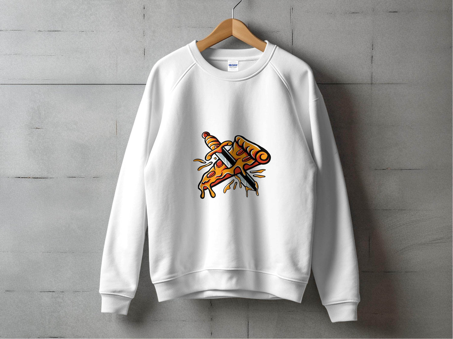 Pizza Slice Versus Sword Funny Artistic Design Sweater - Design & Vybe