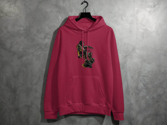 Futuristic Robot Skateboarding Graphic on Trendy Hoodie - Design & Vybe
