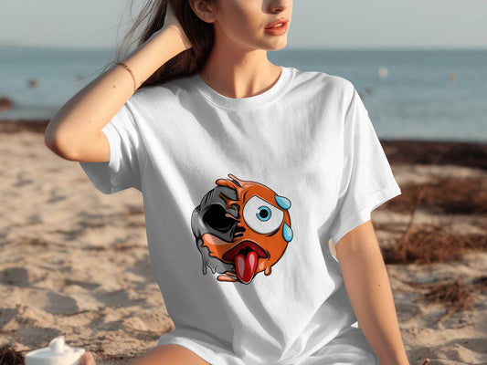 Emoji Face Meltdown With Skull Design Graphic T-Shirt - Design & Vybe