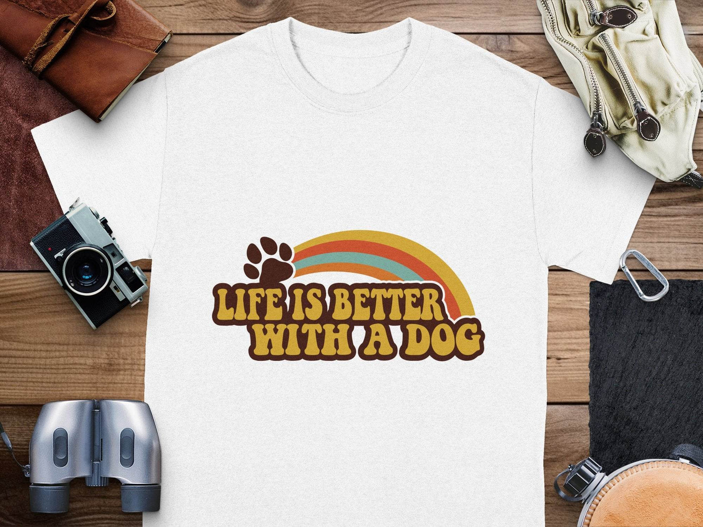 Life is Better With a Dog Colorful Text Rainbow T-Shirt - Design & Vybe