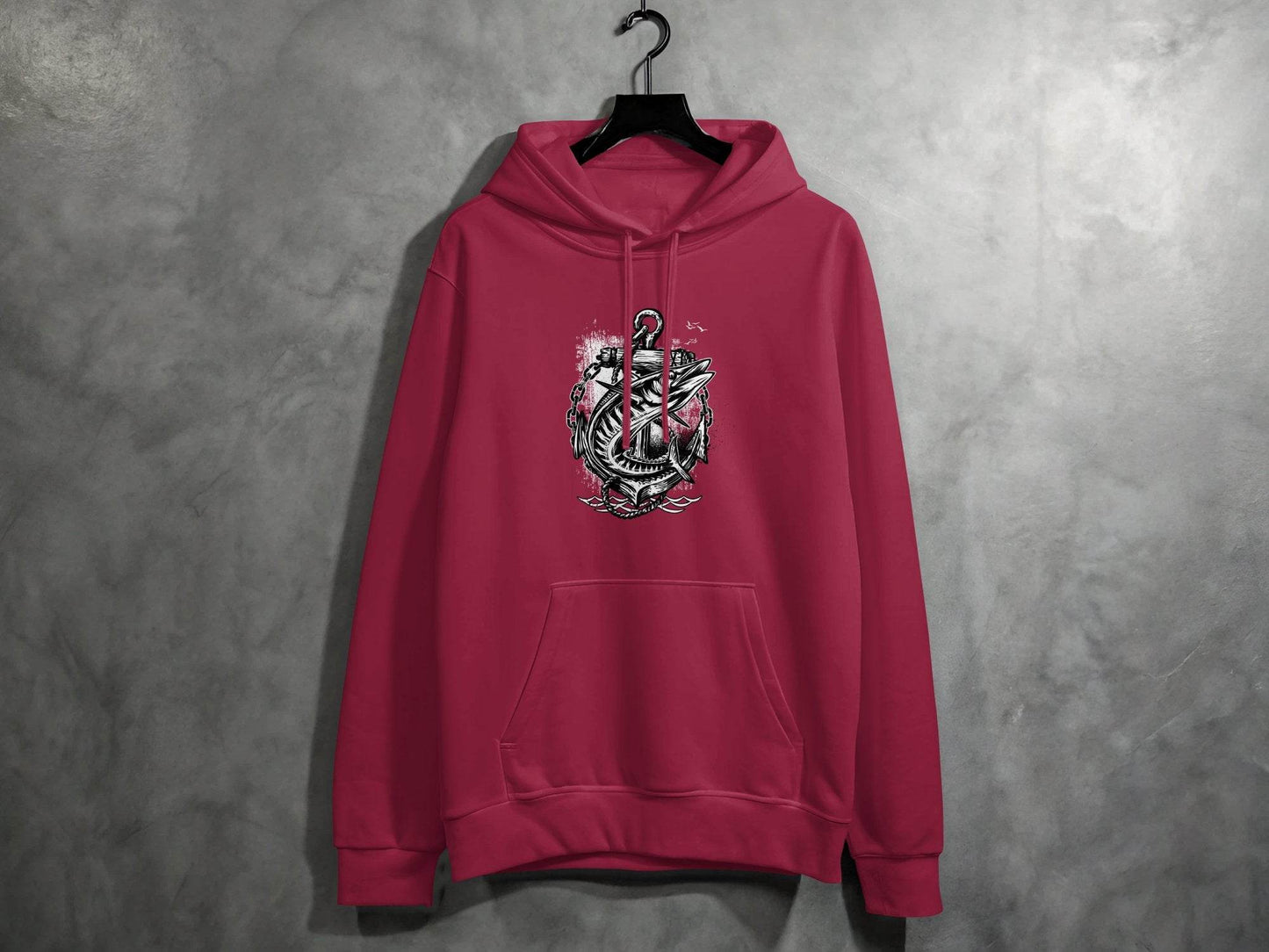 Nautical Anchor Design With Marlin Graphic Hoodie - Design & Vybe