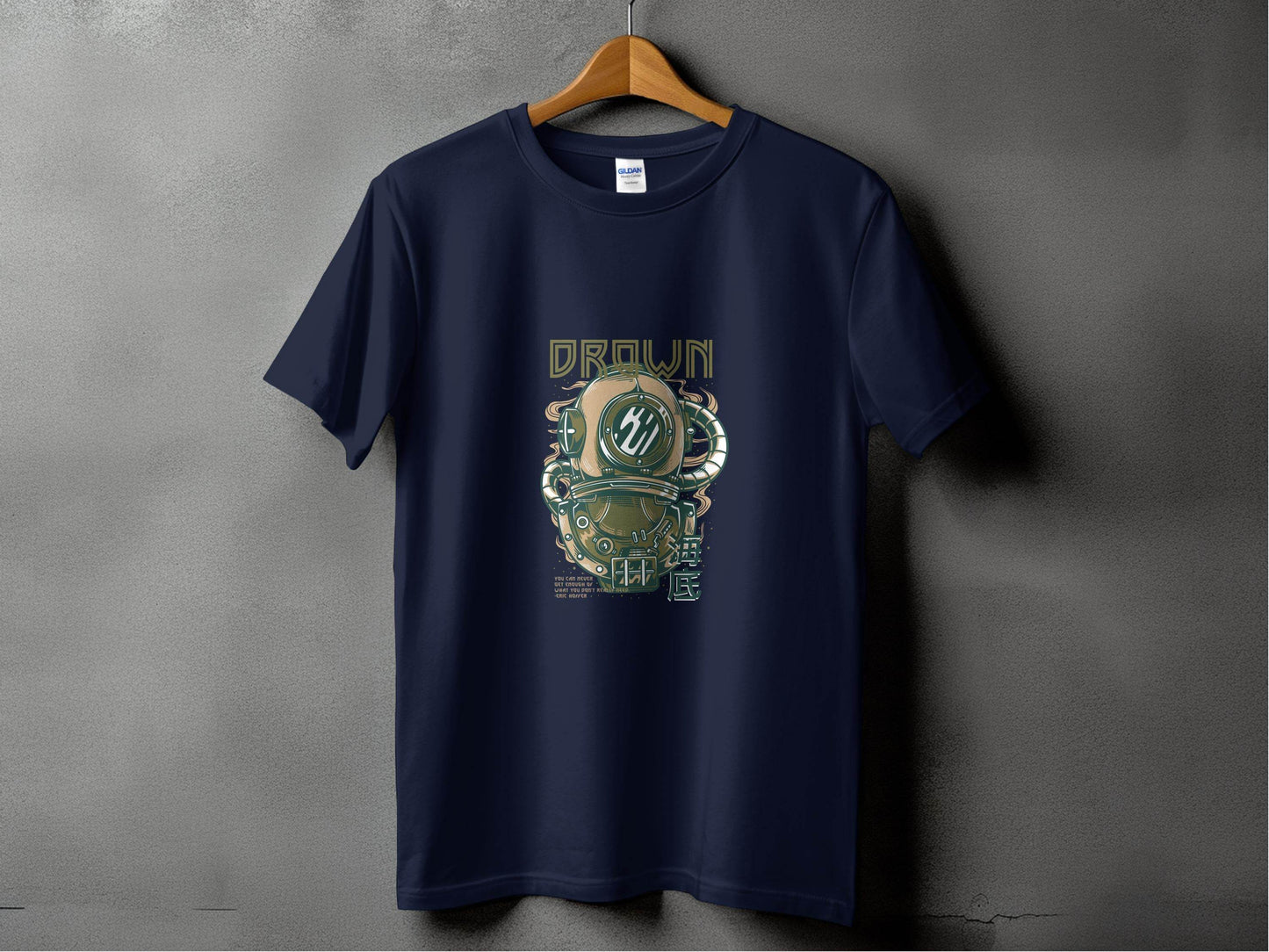 Retro Diving Helmet with DROWN Graphic Cool T-Shirt - Design & Vybe