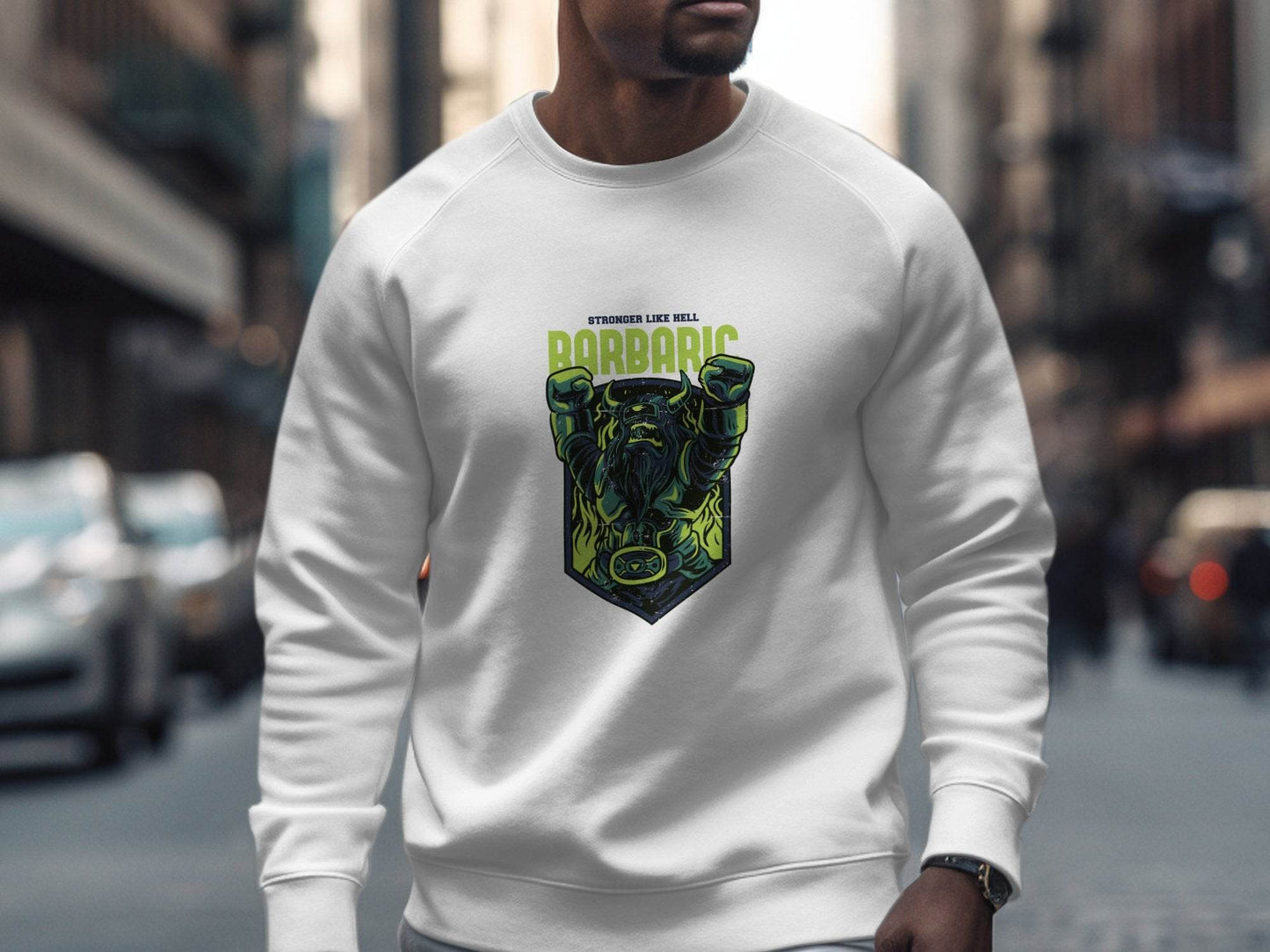 Stronger Like Hell Barbaric Warrior Graphic Sweater - Design & Vybe