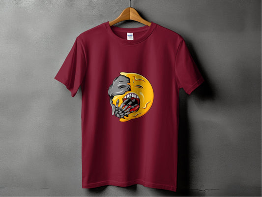 Zombie Emoji Biting Skeleton Hand Illustration T-Shirt - Design & Vybe