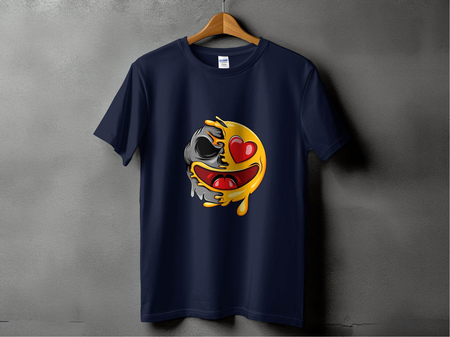 Skull Emoji with Heart Eyes Novelty Graphic T-Shirt - Design & Vybe