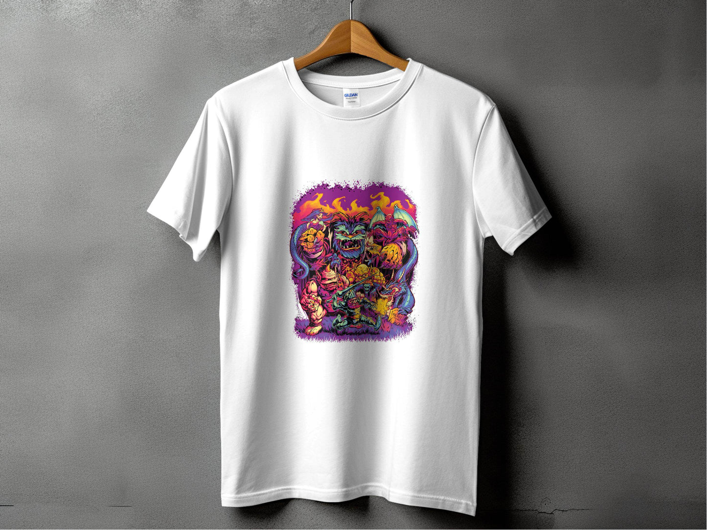 Epic Fantasy Illustration Featuring Fearsome Creatures T-Shirt - Design & Vybe
