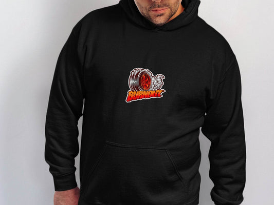 Burnout Tire Smoke Flames Powerful Design Graphic Hoodie - Design & Vybe