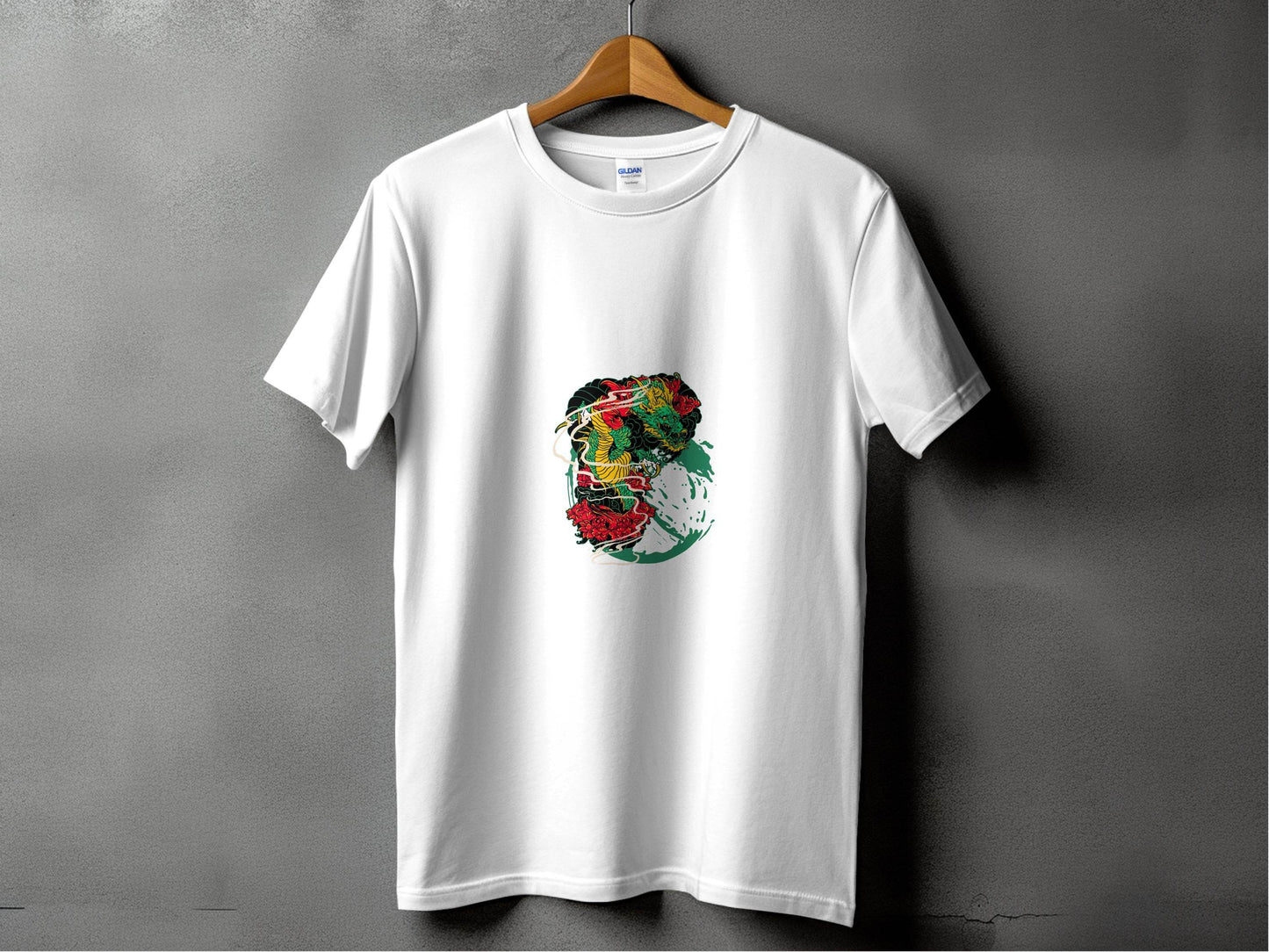 Dragon Tattoo Design with Flower Illustration Graphic T-Shirt - Design & Vybe