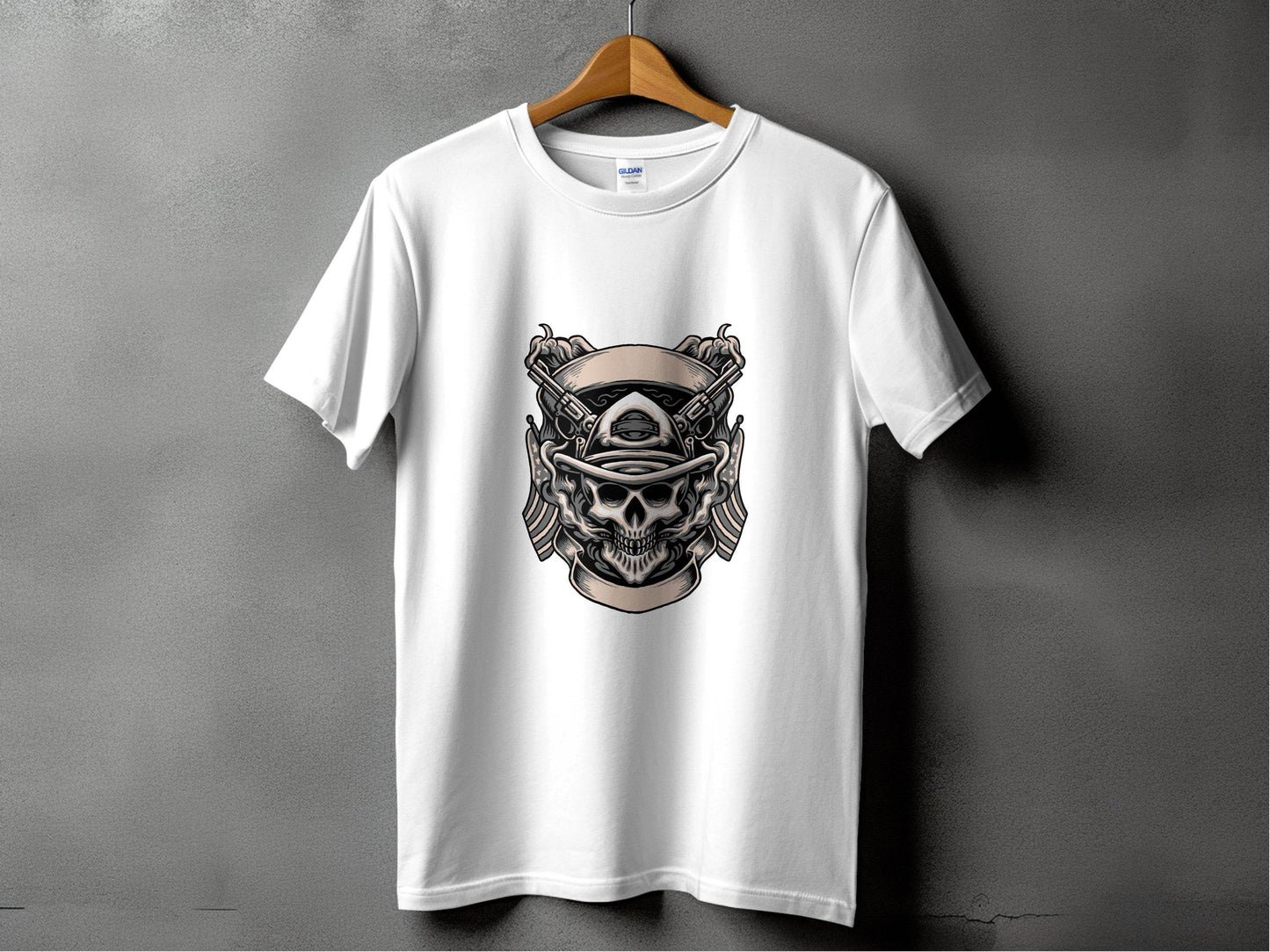 Skull with Guns and Flags Graphic T-Shirt - Design & Vybe