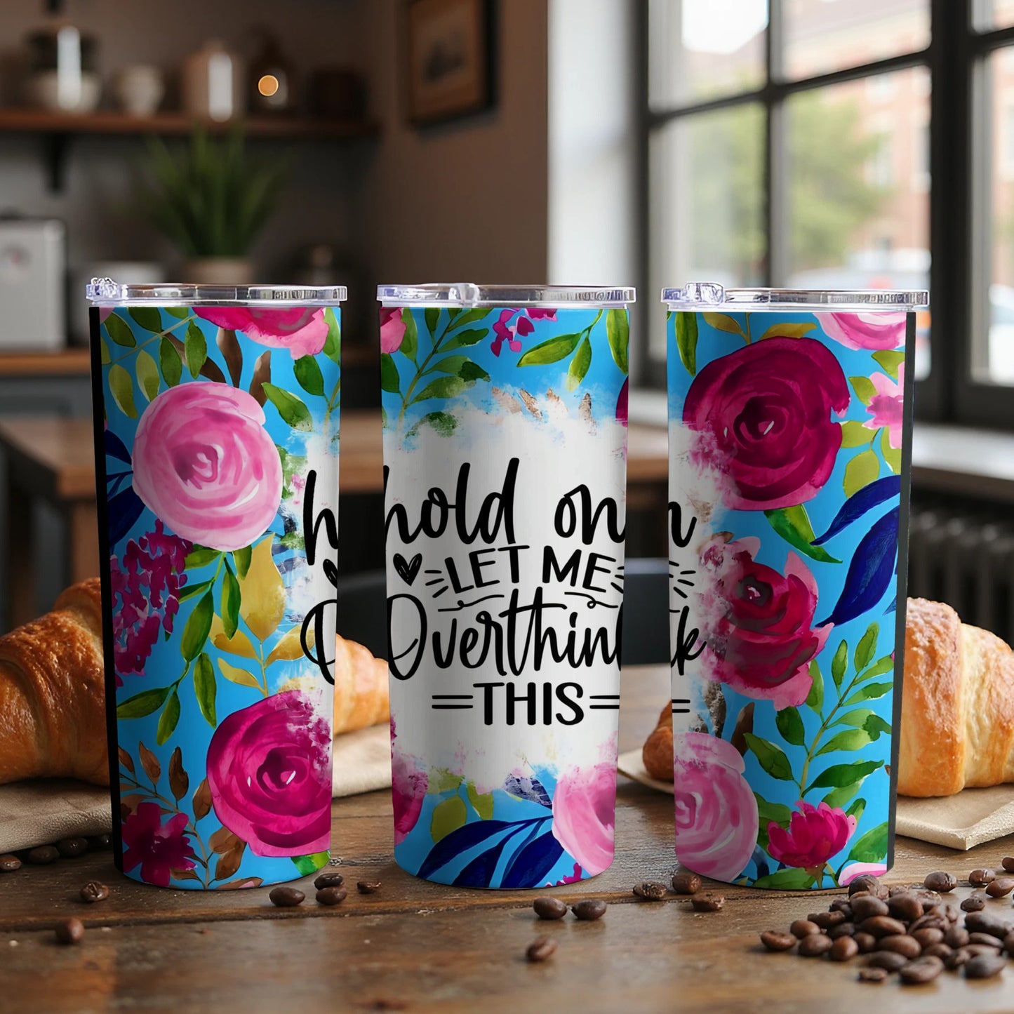 Floral and Motivational Script Design Drinkware Product