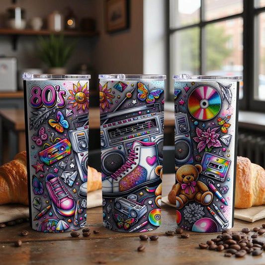 80s Nostalgia With Retro Vibes and Bright Colors Tumbler - Design & Vybe