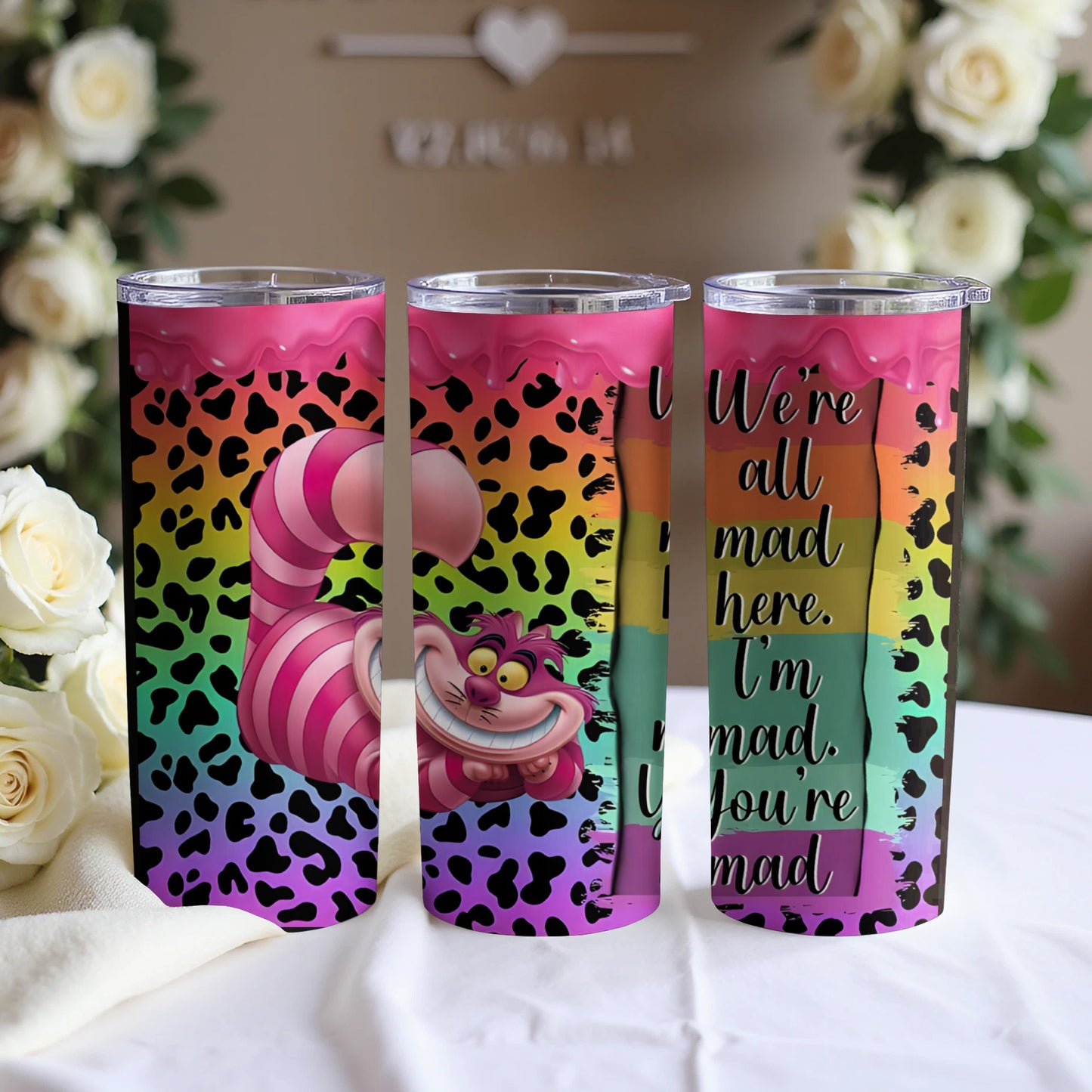 Colorful Cheshire Cat Leopard Print Tumbler product type