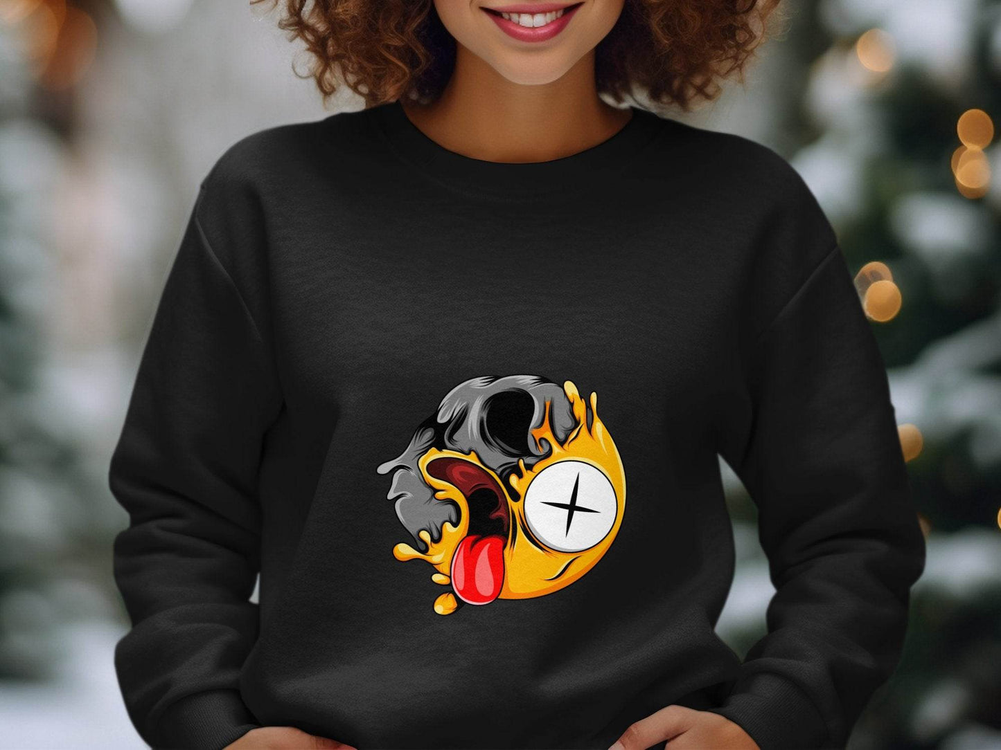 Skull Zombie Emoji Expression Creative Graphic Design Sweater - Design & Vybe