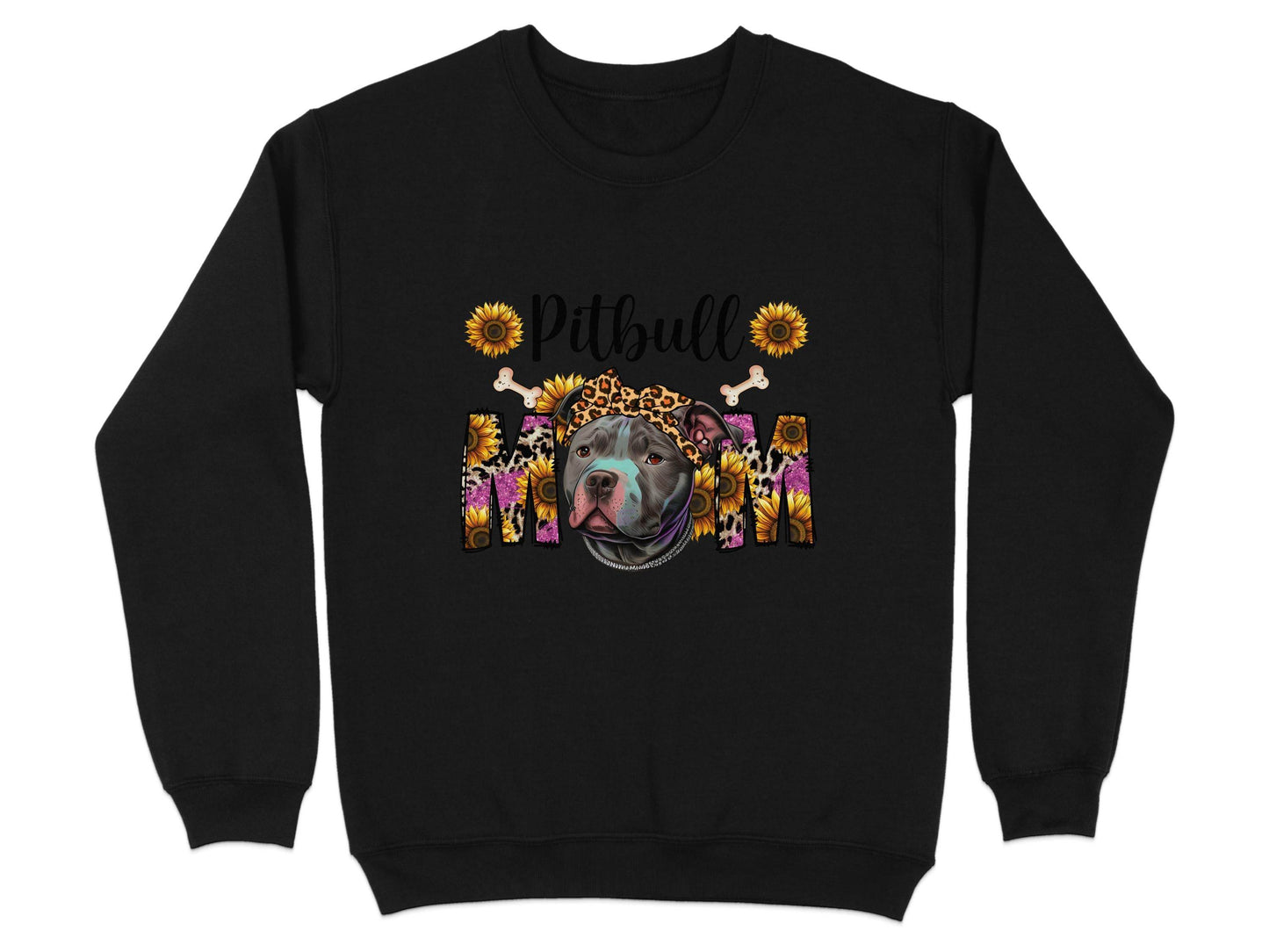 Pitbull Mom With Sunflowers And Bandana Mothers Day Sweater - Design & Vybe