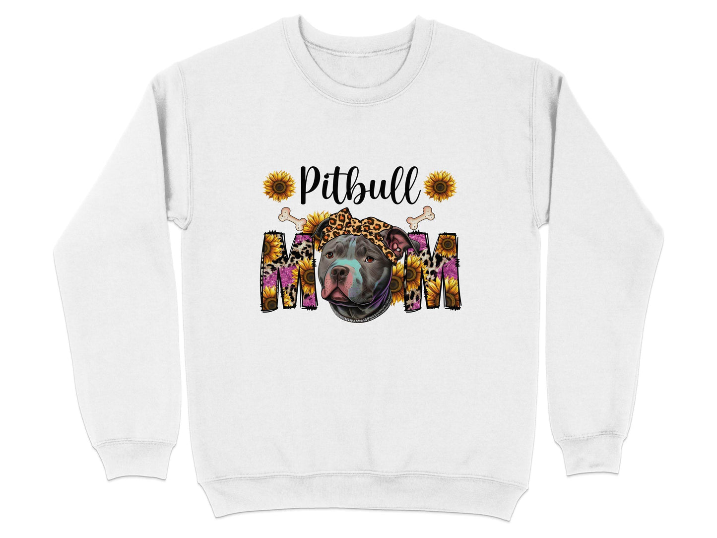 Pitbull Mom With Sunflowers And Bandana Mothers Day Sweater - Design & Vybe