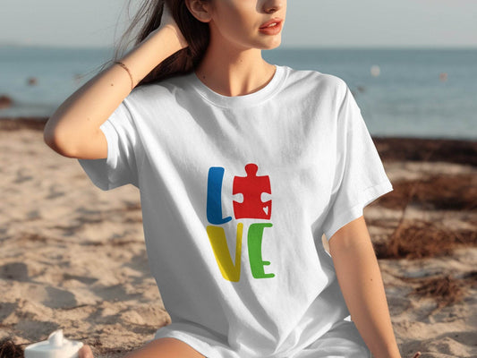 Autism Awareness Puzzle Piece Love Graphic T-Shirt - Design & Vybe