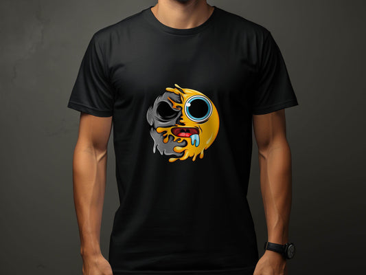 Half Emoji And Half Skull Melting Graphic Design T-Shirt - Design & Vybe