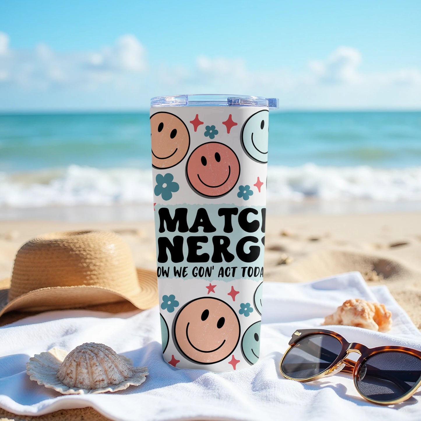 Matching Energy Smile Faces Beach Tumbler product