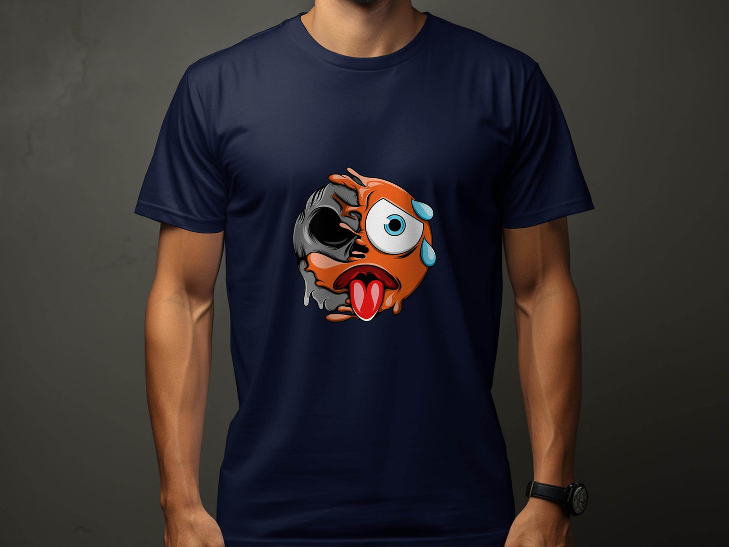 Emoji Face Meltdown With Skull Design Graphic T-Shirt - Design & Vybe